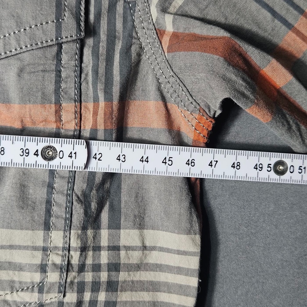 Carhartt Relaxed Fit Plaid Button Up Shirt Mens Small Gray Orange Long Sleeve - Picture 11 of 12